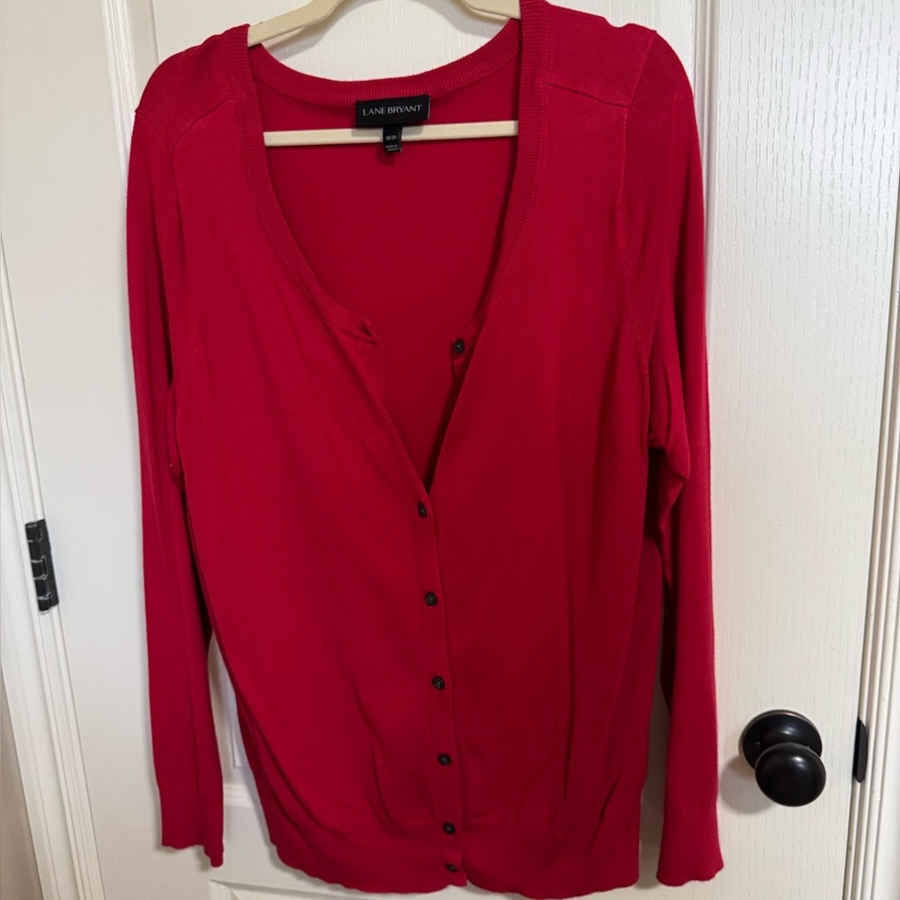 Lane Bryant Red Button-Front Cardigan Sweater | Plus Size 18/20 Classic Knit